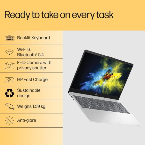 HP Laptop 39.6 cm (15.6") 15-fc0476AU, Silver - Image 4