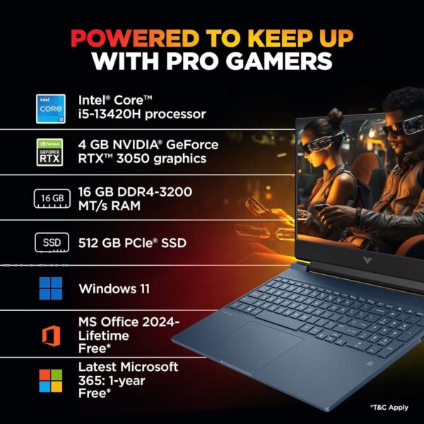 HP Victus 39.6cm (15.6) Gaming Laptop 15-fa2191TX, Performance Blue - Image 2