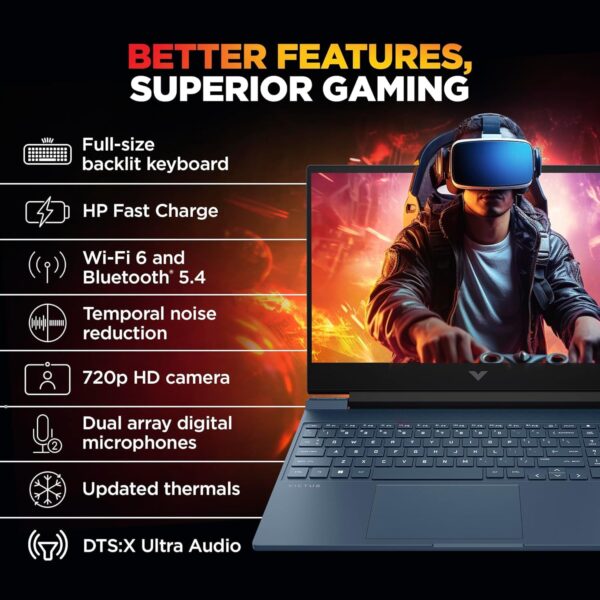 HP Victus 39.6cm (15.6) Gaming Laptop 15-fa2191TX, Performance Blue - Image 3