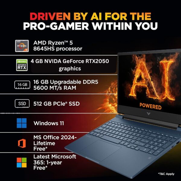 HP Victus Gaming Laptop 39.6 cm (15.6) Gaming Laptop 15-fb3004AX, Performance blue - Image 4