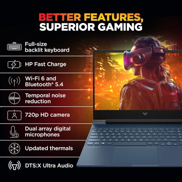HP Victus Gaming Laptop 39.6 cm (15.6) Gaming Laptop 15-fb3004AX, Performance blue - Image 5